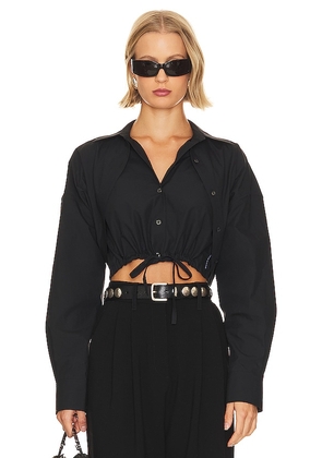Alexander Wang Double Layered Cropped Shirt in Black. Size M, XS.