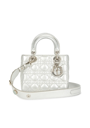 FWRD Renew Dior Cannage Lady Handbag in Metallic Silver.