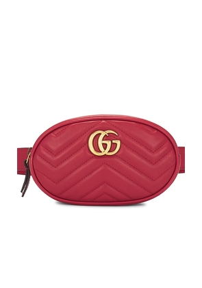 FWRD Renew Gucci GG Marmont Quilted Leather Belt Bag in Red.