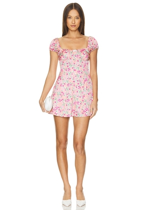 For Love & Lemons Antonia Mini Dress in Pink. Size M, S, XL, XS.