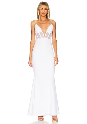 Nookie Sade Mesh Gown in White. Size S.