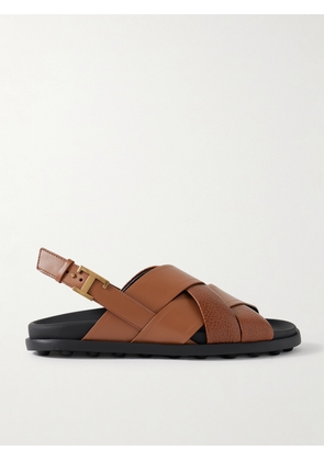 Tod's - Textured And Smooth Leather Sandals - Brown - IT35.5,IT36,IT36.5,IT37,IT37.5,IT38,IT38.5,IT39,IT39.5,IT40,IT40.5,IT41