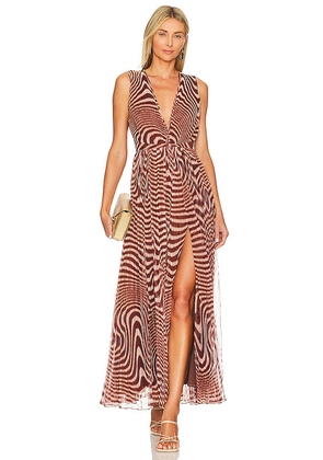 ROCOCO SAND Maxi Dress in Brown. Size S.