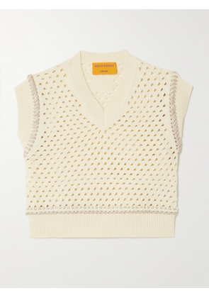 Guest In Residence - Cropped Open-knit Cotton Vest - Cream - x small,small,medium,large,x large