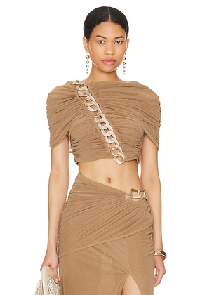 L'Academie Fria Cropped Top in Taupe. Size XXS.