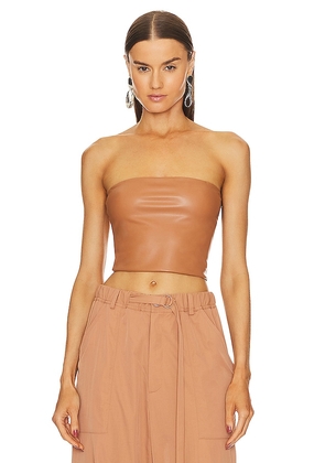 Lapointe Faux Leather Tube Top in Tan. Size 6.