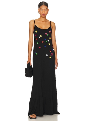 Lauren Moshi Beatrix Mini Butterflies Maxi Dress in Black. Size S.