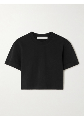 Dion Lee - Logo-embossed Cropped Cotton-jersey T-shirt - Black - UK 4,UK 6,UK 8,UK 10,UK 12,UK 14