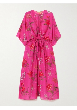 Erdem - Floral-print Belted Cotton-voile Maxi Dress - Pink - small,medium,large