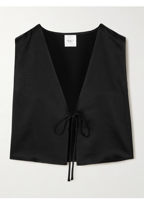 LESET - Barb Tie-detailed Satin Top - Black - x small,small,medium,large,x large