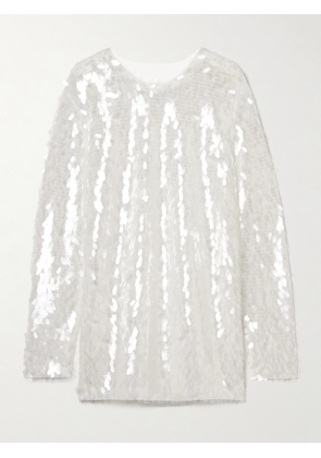 Norma Kamali - Paillette-embellished Tulle Mini Dress - White - xx small,x small,small,medium,large,x large
