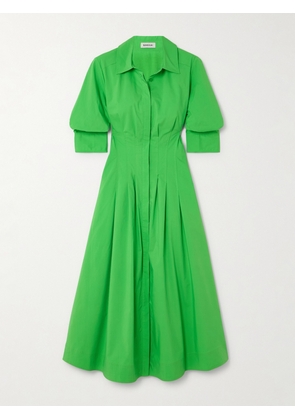 SIMKHAI - Jazz Pleated Cotton-blend Poplin Midi Shirt Dress - Green - x small,small,medium,large,x large
