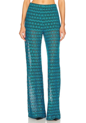 RTA Embroidered Flare Pant in Teal. Size 2, 8.