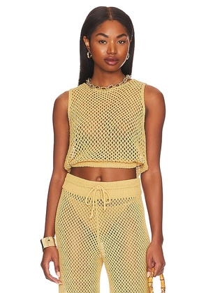 WeWoreWhat Crochet Ruched Crop Top in Tan. Size XL, XS.