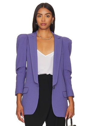 Smythe Scrunch Sleeve Longline Blazer in Purple. Size 8.