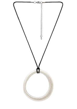 Streets Ahead Circle Pendant Necklace in Metallic Silver.