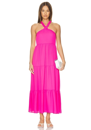 Show Me Your Mumu Hallie Halter Dress in Fuchsia. Size L, S, XL, XS.