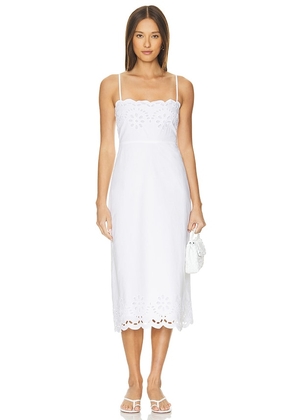 Tularosa Lee Midi Dress in White. Size L, S, XL, XS, XXS.