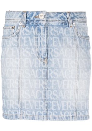 Versace Versace Allover denim miniskirt - Blue