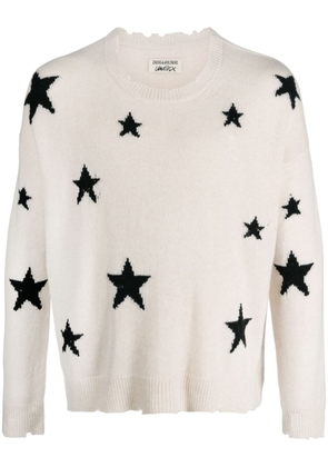 Zadig&Voltaire star-intarsia distressed cashmere jumper - Neutrals