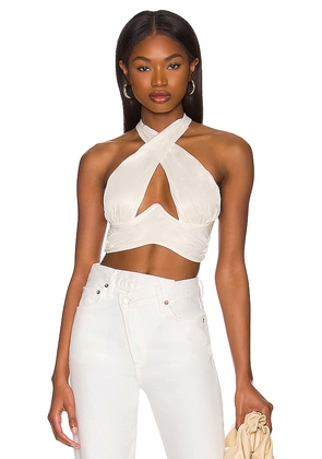 For Love & Lemons x REVOLVE Rana Cross Front Crop Top in Ivory. Size M, XS.