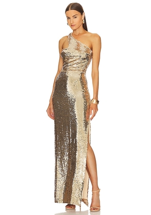 Amanda Uprichard x REVOLVE Mckay Gown in Metallic Gold. Size M, S.