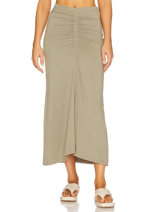 Bobi Straight Maxi Skirt in Olive. Size M, XS.
