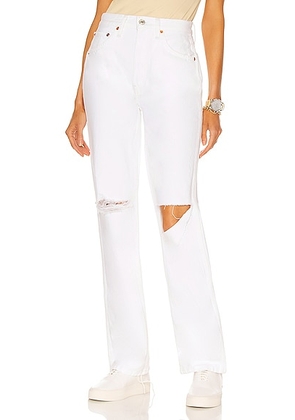 RE/DONE 90's High Rise Loose in White With Rips - White. Size 30 (also in ).