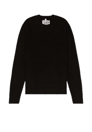 Schott Ribbed Wool Crewneck Sweater in Black - Black. Size L (also in M, S, XXL).