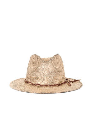 Brixton Messer Western Straw Fedora Hat in Tan. Size S.