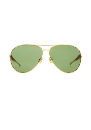 Bottega Veneta Sardine Pilot Sunglasses in Metallic Gold.