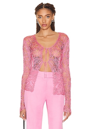 TOM FORD Lace Cardigan in Rose Bloom - Pink. Size S (also in XS).