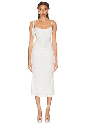 JONATHAN SIMKHAI STANDARD Moira Broderie Anglaise Bustier Midi Dress in White - White. Size M (also in ).