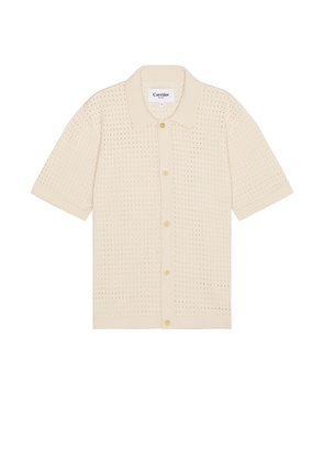 Corridor Pointelle Button Down Shirt in Cream. Size M, S, XL/1X.
