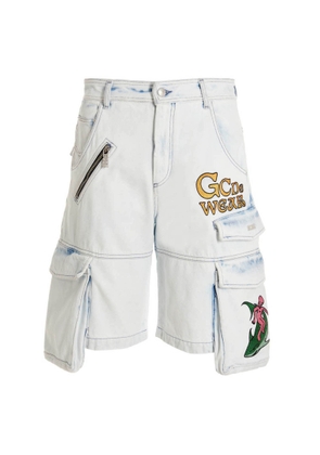 Gcds Bleached Embroidered Ultracargo Bermuda Shorts