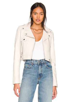LAMARQUE Ciara Moto Jacket in White. Size M, XS.