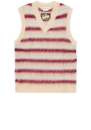 Marni V Neck Sweater Vest in Tan - Red. Size 48 (also in ).