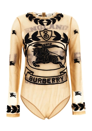 Burberry Ekd Embroidered Stretch Tulle Bodysuit