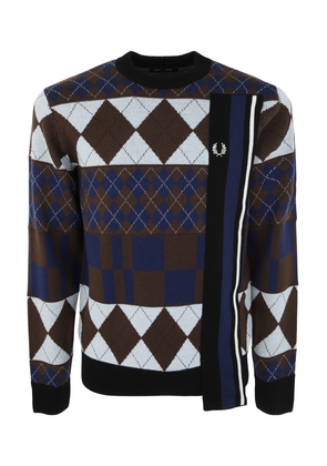 Fred Perry Fp Striped Panelled Argyle Jumper
