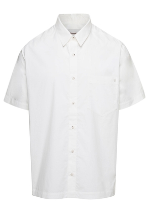 Nanushka Adam White Short Sleeve Shirt With Tonal Letter Embroidery In Cotton Man