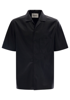 Nanushka Bodil Black Short Sleeve Shirt In Faux Leather Man