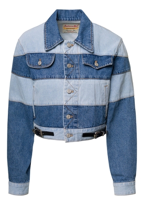 Andersson Bell Mahina Blue Denim Patchwork Jacket With Heart-Shaped Detail In Cotton Woman