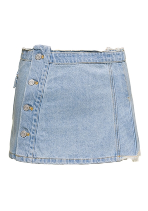 Andersson Bell Blue Denim Pleated Miniskirt In Cotton Woman