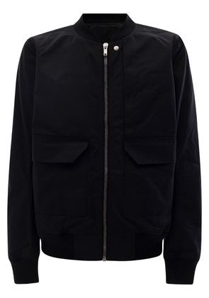 Drkshdw Black Bomber Jacket With Flap Pockets In Cotton Blend Man