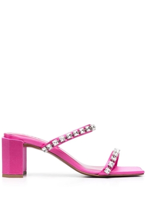 By Far Fucsia Tanya Mules Sandals With Crystal Embellishment In Leather Woman