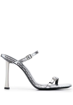 By Far Silver Flagstone Flick Sandals In Metallic Leather Woman