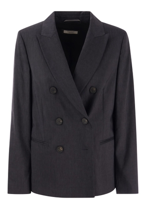 Peserico Wool And Linen Canvas Double-Breasted Blazer