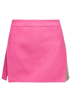 Palm Angels Pink Mini-Skirt With Double Split And Pocket In Cotton Blend Woman