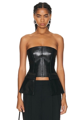 Andreadamo Wet Leather Corset in Wet Black - Black. Size S (also in M).