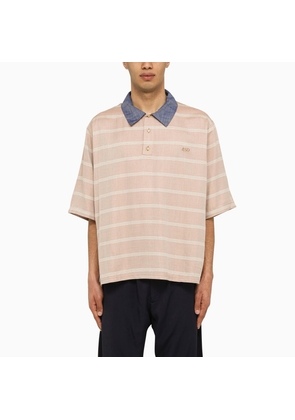 4Sdesigns Striped Khaki Oversize Polo Shirt